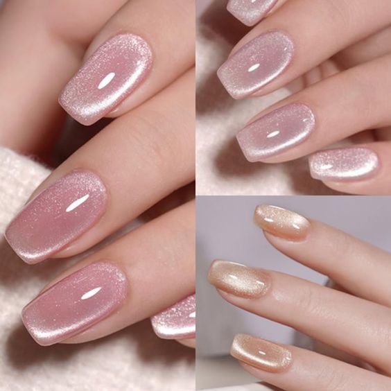 Nails With Foil, Cover Nails, Magnetic Polish, Acrylic Press On Nails, Bride Nails, Cat Eye Nails, Foil Nails, Elegant Nails, Bridal Nails