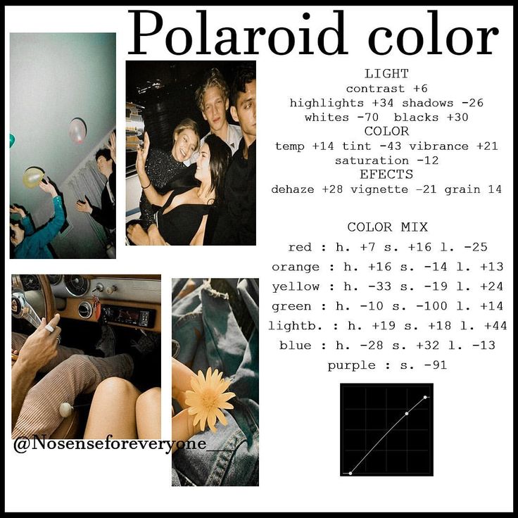 a collage of photos with text describing polaroid color