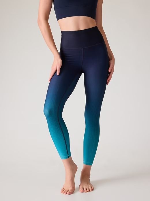 Elation Ultra High Rise 7/8 Tight | Athleta Functional Blue Nylon Yoga Pants, Blue Nylon Yoga Pants For Pilates, Athletic Fit Activewear For Yoga With Contoured Waistband, Yoga Activewear With Contoured Waistband And Athletic Fit, Athletic Fit Nylon Yoga Bottoms, Athletic Fit Nylon Bottoms For Yoga, Blue Yoga Pants With Contoured Waistband For Gym, Yoga Athletic Fit Nylon Bottoms, Blue Athletic Fit Bottoms For Yoga