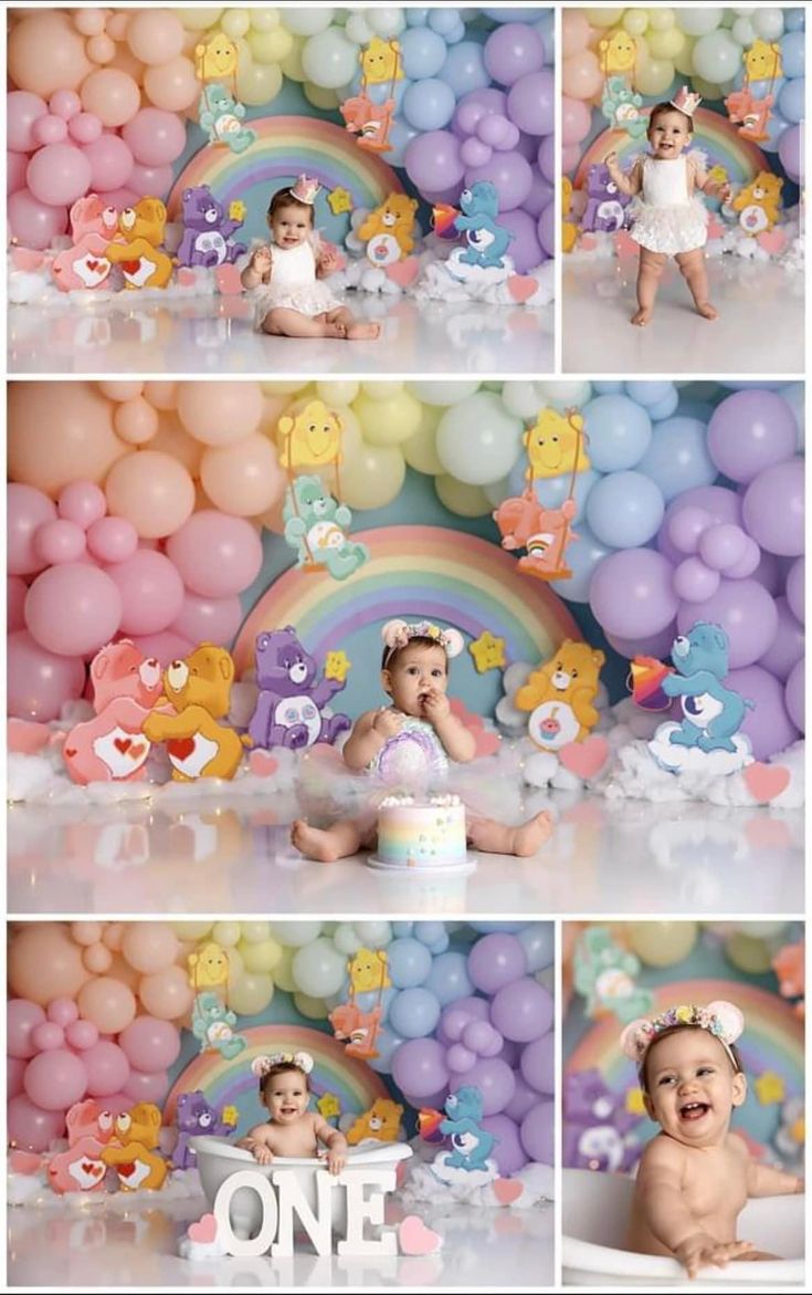 Care Bears Birthday Party, Care Bear Party, Care Bear Birthday, 1st Birthday Photoshoot, 1st Birthday Themes, Girl Birthday Themes, First Birthday Themes, Hello Kitty Party, Baby Bear Baby Shower