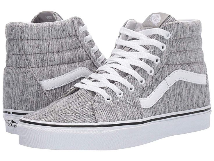 Vans SK8-Hitm Skate Shoes (Rib Knit) Gray/True White Casual Gray High-top Skate Shoes, Casual Canvas Skate Shoes With Cushioned Footbed, Gray Canvas Shoes For Streetwear, Vans Mid-top Canvas Shoes With Vulcanized Sole, Casual High-top Skate Shoes With Cushioned Footbed, Classic Gray Skate Shoes For Streetwear, Winter Low-top Sporty Skate Shoes, Winter Low-top Skate Shoes, Canvas Shoes With Cushioned Footbed For Streetwear