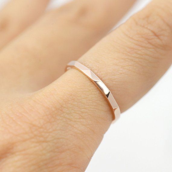 14K rose gold ring Minimal rose gold ring Pink gold band | Etsy Dainty Rose Gold Rings With Simple Design, Modern Rose Gold Midi Rings For Anniversary, Rose Gold Stackable Rings For Anniversary, Rose Gold Midi Rings For Anniversary With Simple Design, Anniversary Rose Gold Midi Rings With Simple Design, Minimalist Rose Gold Rings With Simple Design, Modern Hypoallergenic Rose Gold Rings, Rose Gold Stackable Rings With Diamond Cut, Rose Gold Stackable Rings With Simple Design