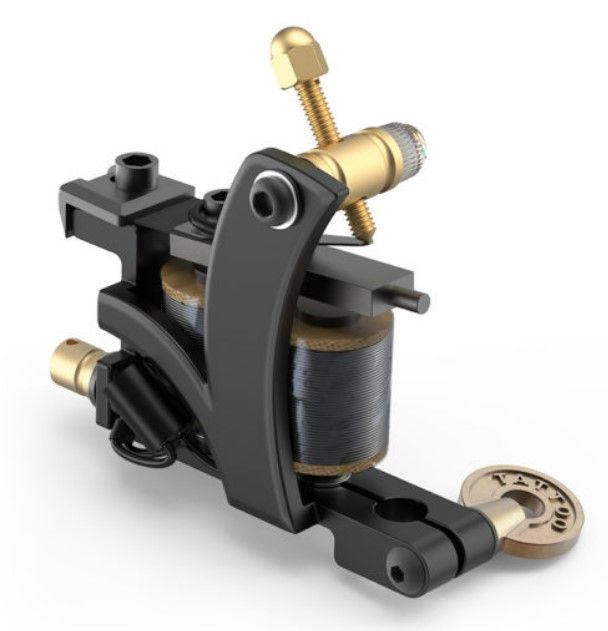 an image of a tattoo machine on a white background, with the top part removed