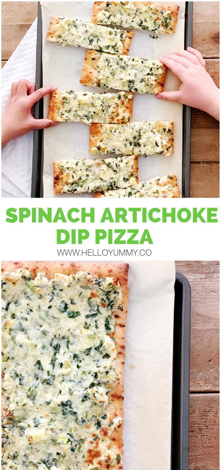 spinach artichoke dip pizza is an easy appetizer for any party