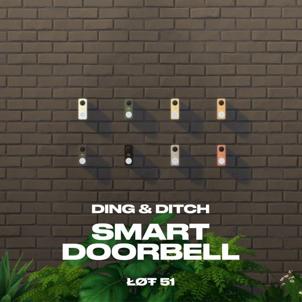 an advertisement for smart doorbells on the side of a brick wall with plants