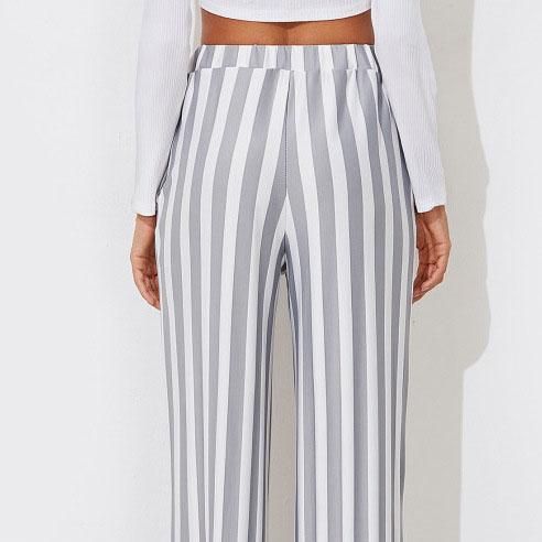 Tie Waist Belted Cigarette Trousers Striped Pants Striped Wide Leg Trousers, Stripe Pants, Wide Leg Palazzo Pants, Comfy Pants, Casual Stripes, Red And White Stripes, Striped Pants, Trouser Pants, Wide Leg Trousers