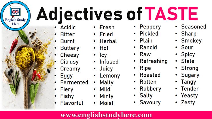 a list of the top ten adjects of taste