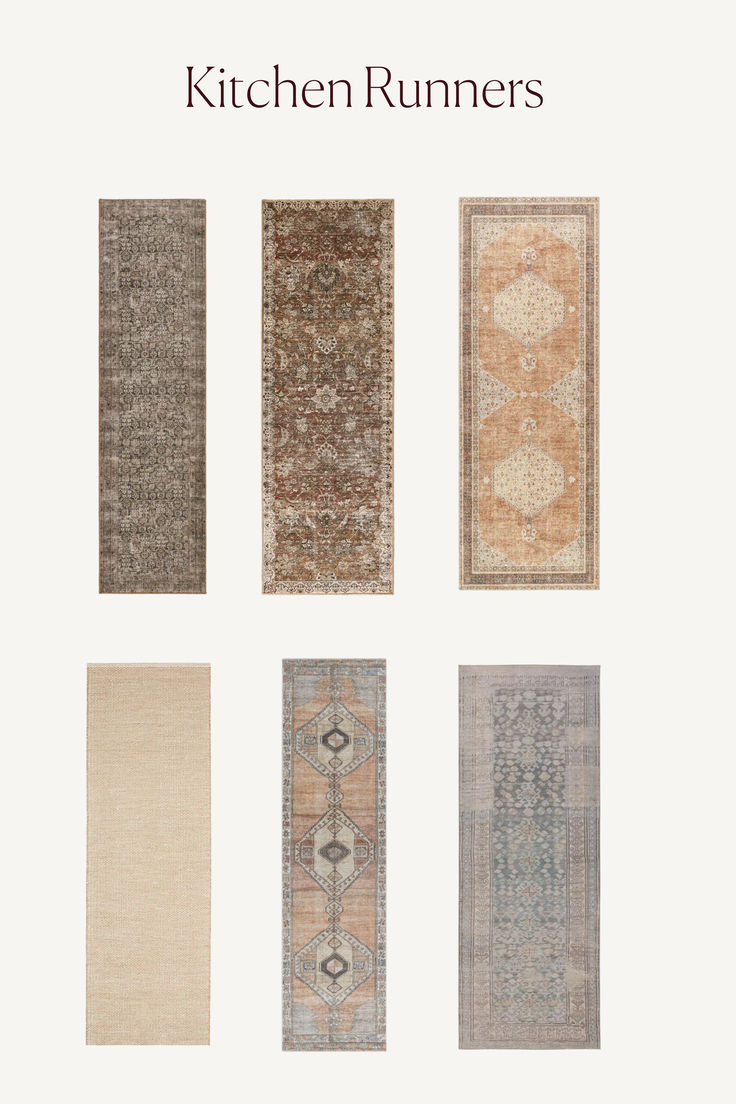 an image of rugs that are in different colors and sizes with the title kitchen runners