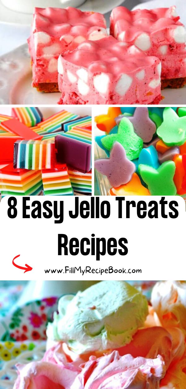 8 Easy Jello Treats Recipes ideas to create for kids as a treat for a partyCandy with colorful jello to bake cookies and marshmallow. Marshmallow Jello Pinwheels, Leftover Jello Ideas, Jello And Marshmallows Recipes, Jello Recipes For Easter, Kid Salad Ideas, Jello Party Desserts, Desserts Made With Jello, Jello Marshmallow Roll Ups, Jello Deserts Ideas