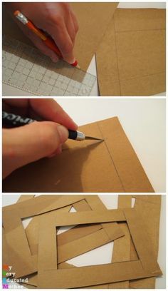 the process to make a cardboard cutout is shown