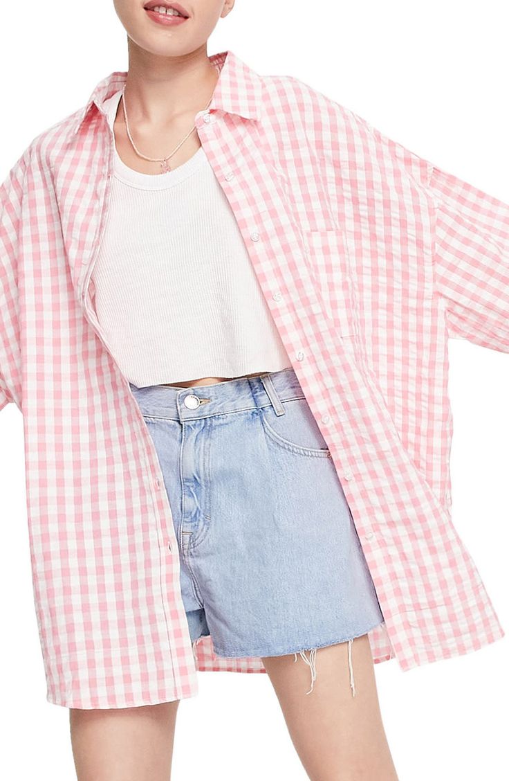 Oversize Blouse, Oversized Long Sleeve Shirt, Blouse Nordstrom, Oversized Blouse, Light Texture, Fashion Advice, Shirt Outfit, Denim Skirt, Gingham