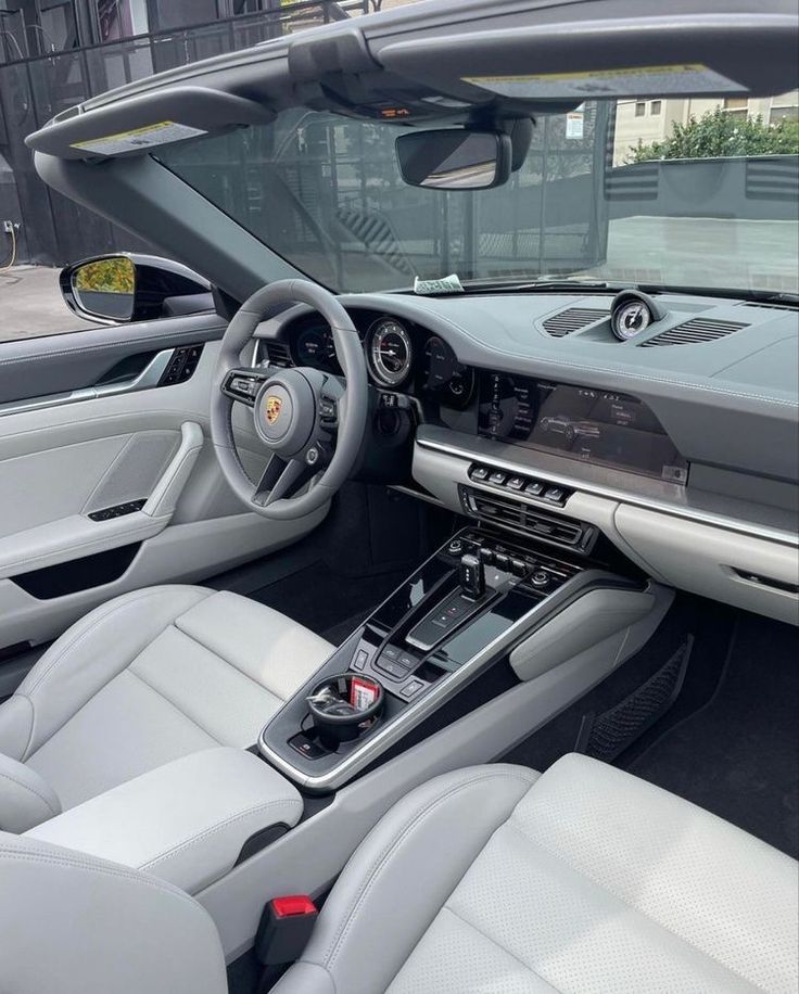 the interior of a modern car is shown