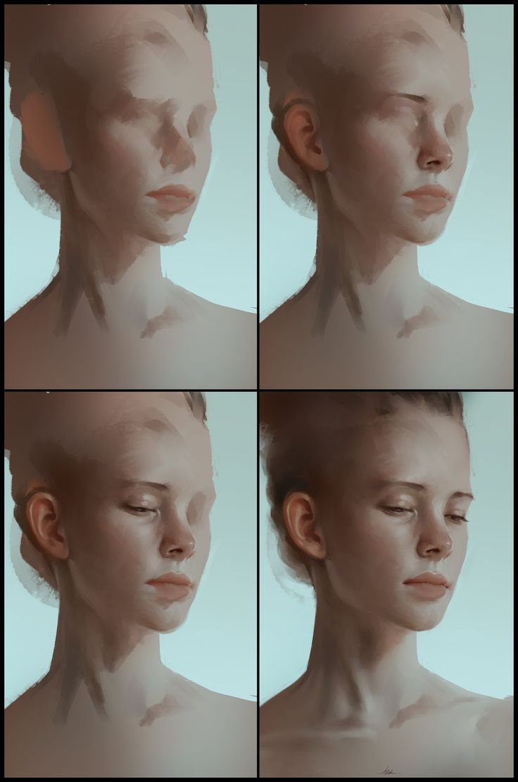 multiple images of a woman's face with different angles