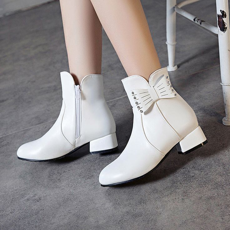 Heels:Approx 4.5cm Platform:Approx cm Upper Material:Pu Leather Outsole:Rubber If your foot is a little wide and fat, we suggest you choose 1 size larger, pls measure your foot length and choose a correct size. Thank you! Size Chart: Euro/CN 34 = foot length 21.5-22cm (Foot width=8-8.5cm) Euro/CN 35 = foot length 22-22.5cm (Foot width=8.5cm) Euro/CN 36 = foot length 22.5-23cm (Foot width=8.5-9cm Euro/CN 37 = foot length 23-23.5cm (Foot width=9cm) Euro/CN 38 = foot length 23.5-24m (Foot width=9-9 Low Block Heel Pumps, Fall Boots, Low Boots, Casual Heels, Low Block Heels, White Boots, Women Boots, Boots Fall, Mid Heel