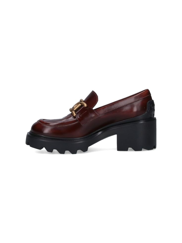 Outside:, 100% Leather Lining:, 100% Leather Sole:, 100% Rubber | Tod's Women's Platform Loafers in Brown | FW23/24 Luxury Leather Loafers With Block Heel, Fall Calf Leather Slip-on Shoes, Fall Calf Leather Shoes With Removable Insole, Calf Leather Oxfords With Lug Sole For Office, Office Oxfords With Lug Sole In Calf Leather, Modern Loafers With Reinforced Heel And Round Toe, Leather Slip-on Loafers With Lug Sole, Leather Loafers With Lug Sole And Almond Toe, Leather Pointed Toe Loafers With Lug Sole