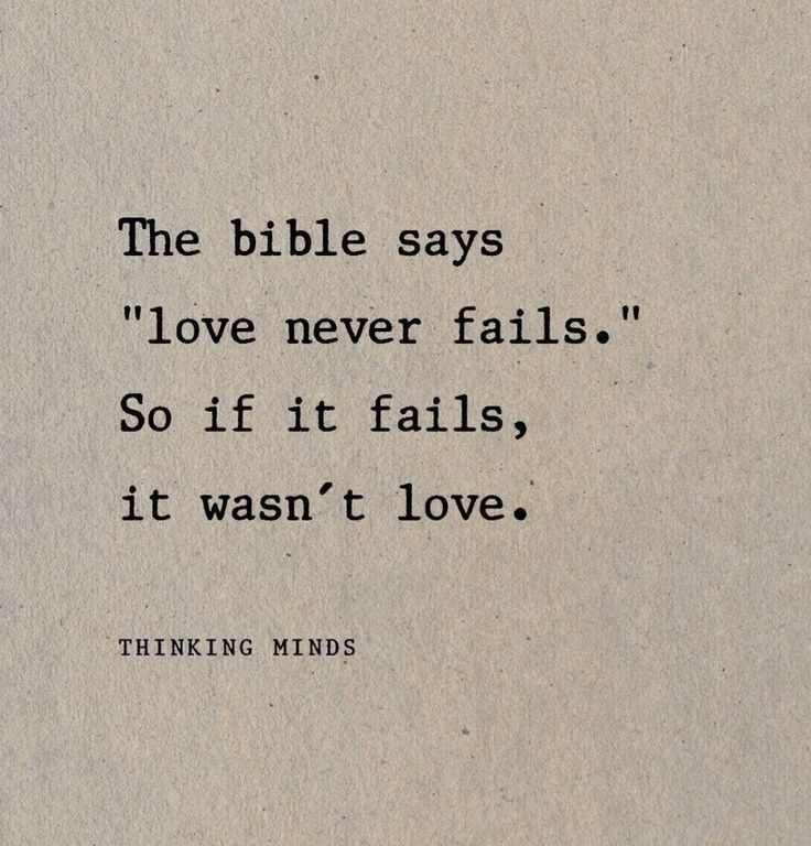 the bible says love never falls so if it falls, it was't love