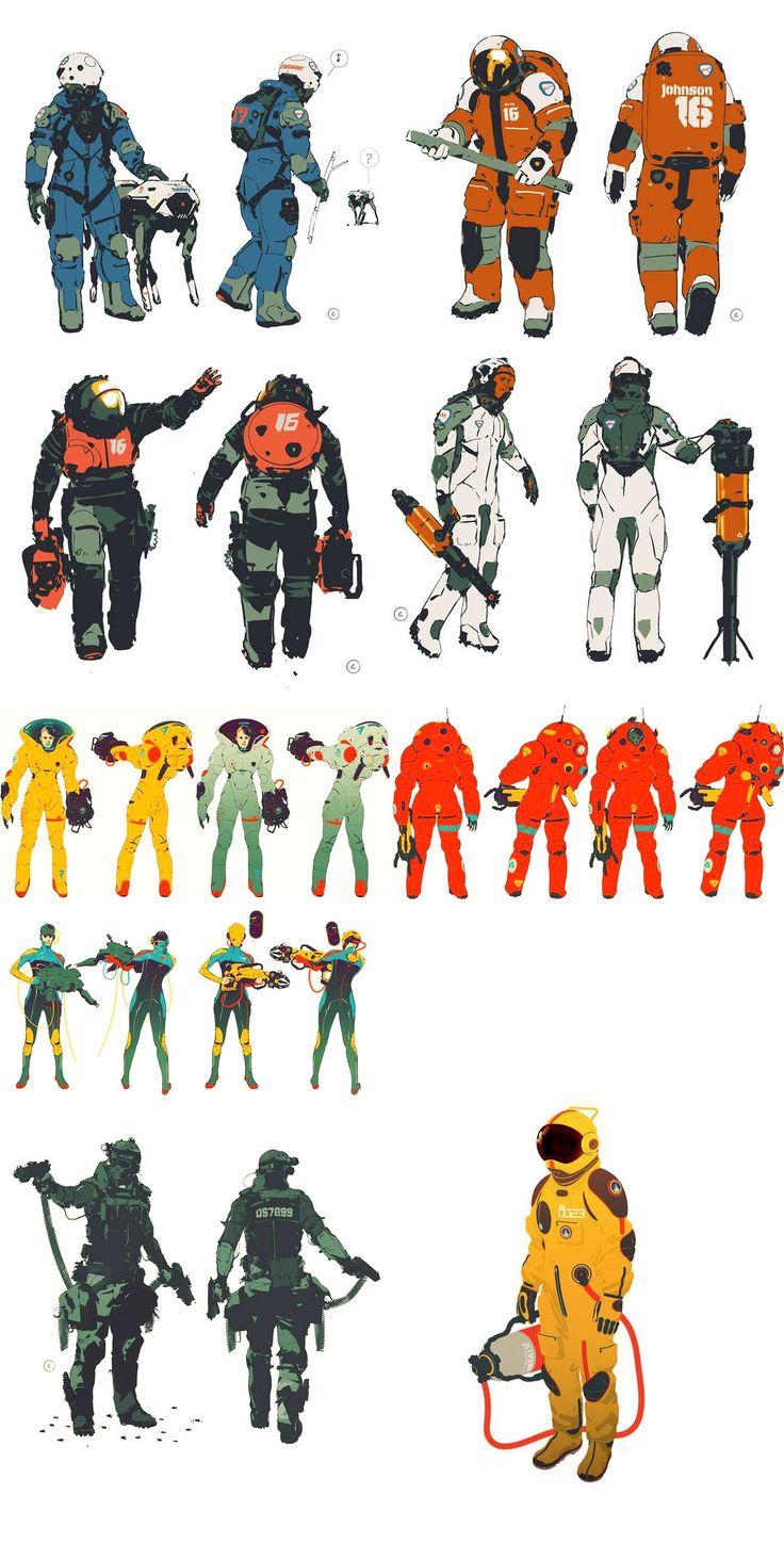 Alexander Watt Spacesuits Sci Fi Reference, Space Suits Drawing, Futuristic Hazmat Suit, Sci Fi Space Suit Concept Art, Astronaut Design Concept Art, Scifi Suit Concept Art, Syfi Character Design, Astronaut Character Design Concept Art, Space Concept Art Character