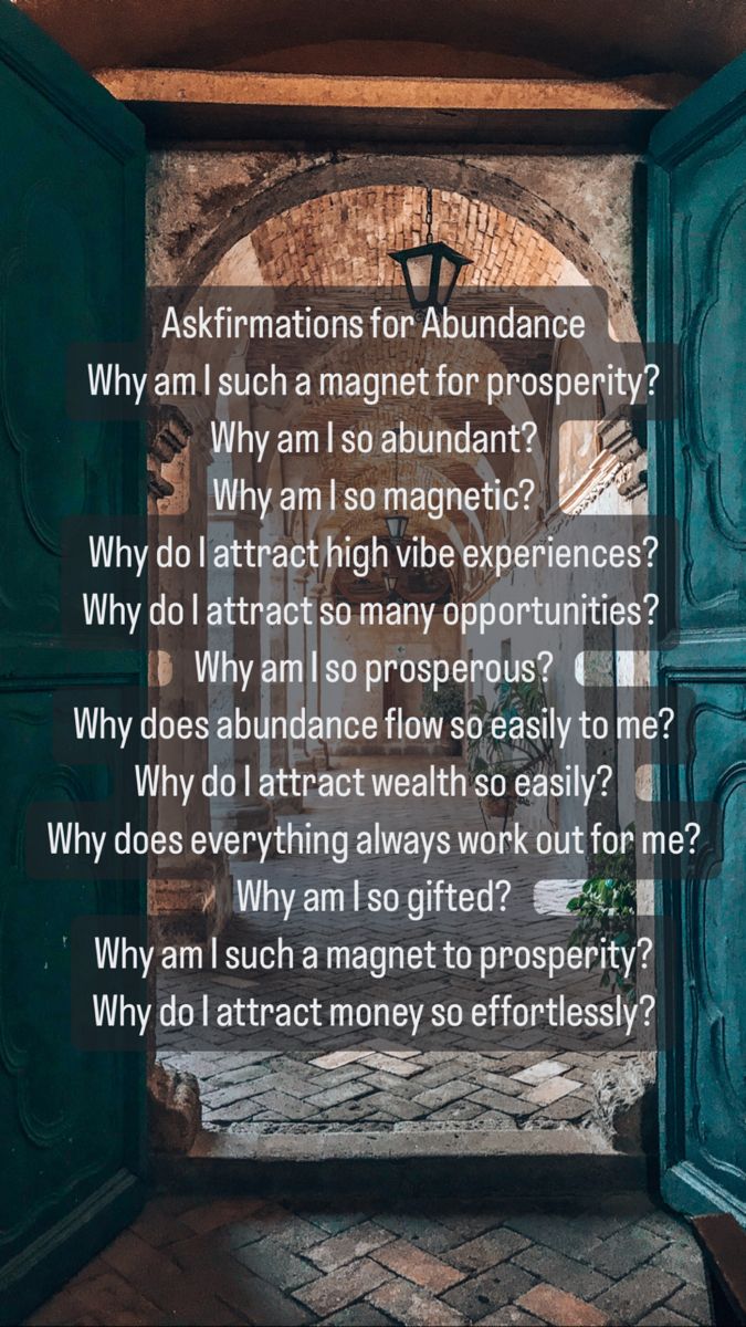 an open door with the words askfirmmations for abundance