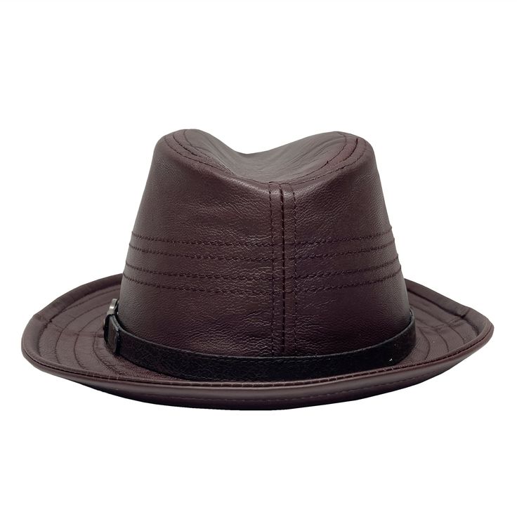 Looking for a stylish and unique leather fedora hat? Look no further than the Balboa! This hat is made from high quality leather and features a brim 1 3/4" wide and a crown 3 3/4" tall. The unique brown band adds a touch of style, while the black and brown colors make it versatile for any outfit. Leather Brim 1 3/4" Crown 3 3/4" Featherweight Sizing Info Brim 1 3/4" Crown 3 3/4" For detailed sizing info, click here to watch a short, informative video. We offer FREE EXCHANGES/RETURNS in case you American Hat Makers, Leather Cowboy Hats, Rugged Style, Quality Hats, Balboa, Mens Leather, Fedora Hat, Bold Fashion, Leather Band