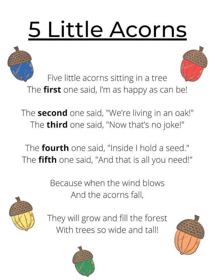 the five little acorns poem