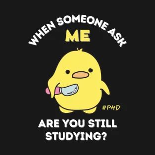 a black t - shirt with the words when someone ask me are you still studying?