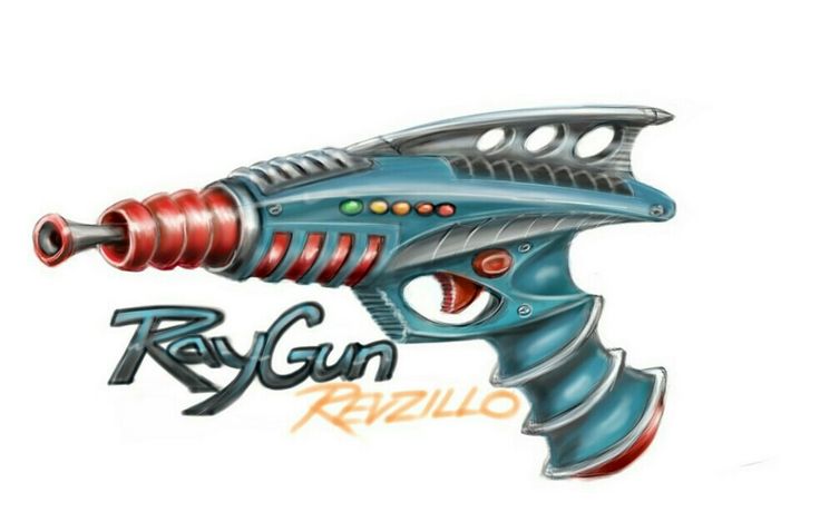 Retro Ray Gun .... By Revzillo Ray Punk, Alien Blaster, Retro Future Fashion, Atom Punk, Atomic Punk, Peacock Lamp, Rocket Ships, Cartoon Character Tattoos, Retro Future