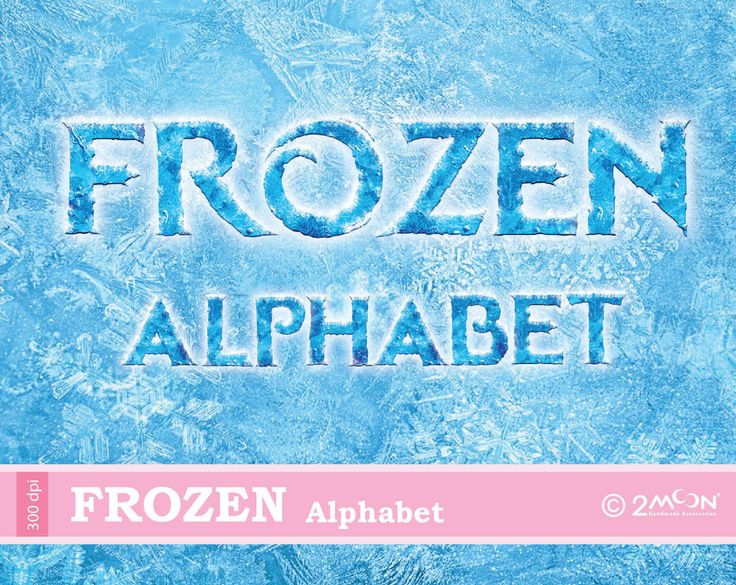 the frozen alphabet is shown in blue and pink