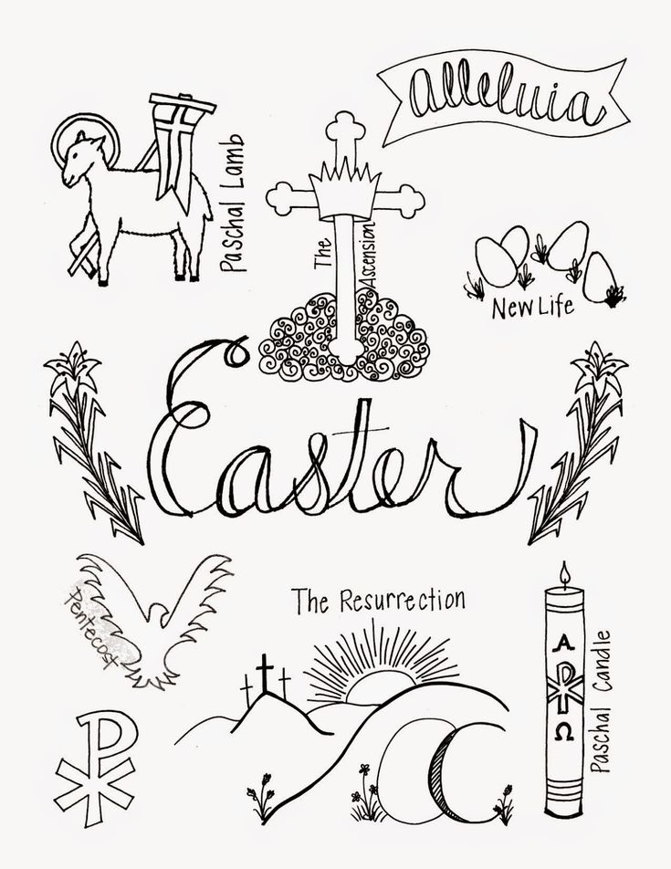 the word easter written in different languages and symbols on a white background with black ink