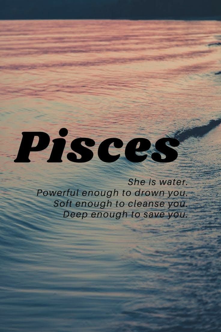 the words pisces are written in black on a pink and blue sunset background