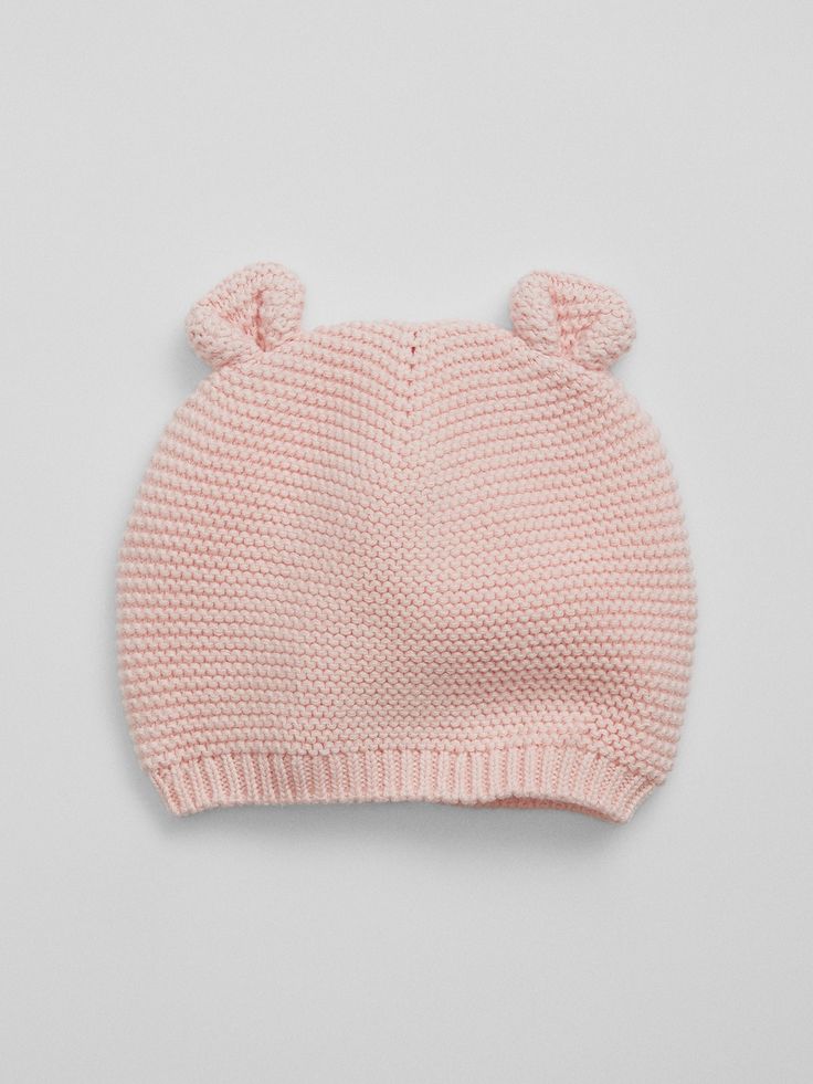 Designed exclusively for Factory Stores. Soft knit. Ear detailing at top. Ribbed trim #199578 Knitted Baby Beanies, Newborn Girl Hat, Baby Beanie Hats, Bear Hat, Bear Ears, Girl Clothing, Knit Beanie Hat