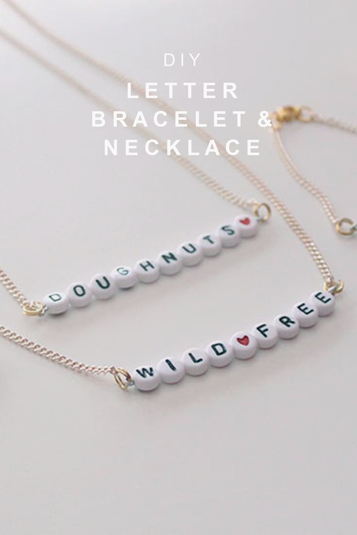 Necklaces and Bracelets made with Letter Beads that read 'Doughnuts' and 'Wild, heart, free' Alphabet Bracelets, Alphabet Bracelet, How To Make Letters, Diy Letters, Alphabet Beads, Beaded Necklace Diy, Letter Bracelet, Bracelets And Necklaces, Beaded Bracelets Diy