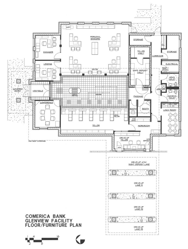 the floor plan for an office building with two floors and three levels, including a second level