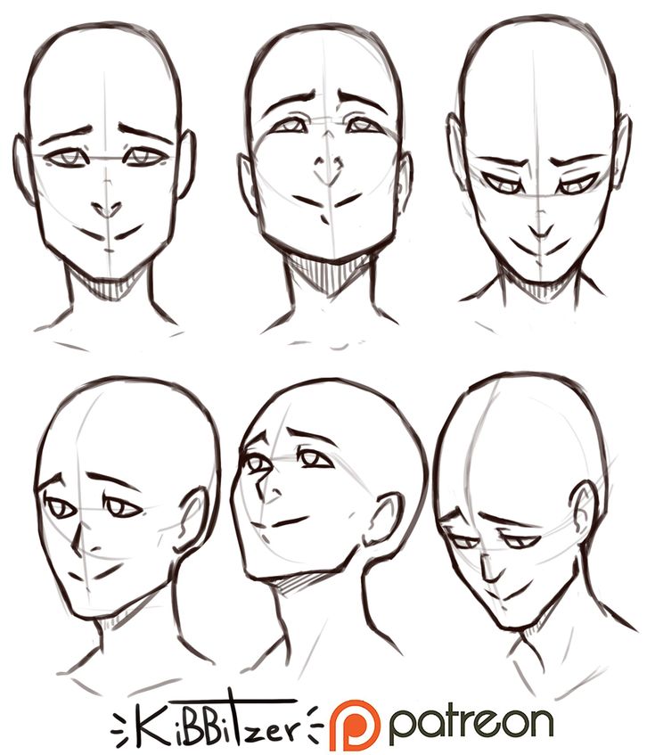 how to draw an anime character's head with different angles and facial expressions for each face