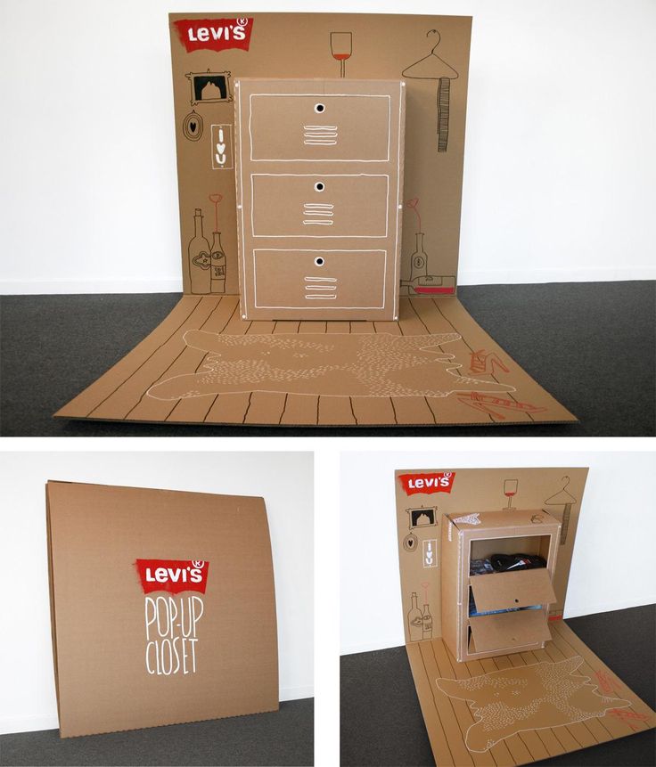 four different views of a cardboard box that is open and closed