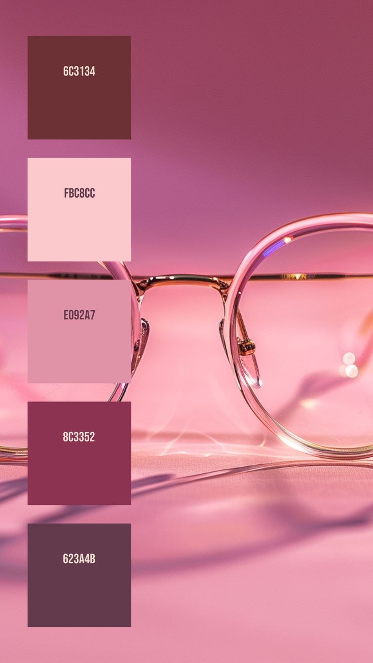 Colors:
6C3134 ° FBC8CC ° E092A7 ° 8C3352 ° 623A4B Graphic Design Text, Flat Color Palette, Pink Glasses, Hex Color Palette, Gold Color Palettes, Gold Palette, Pink Backdrop, Soft Pink Color, Brand Color Palette