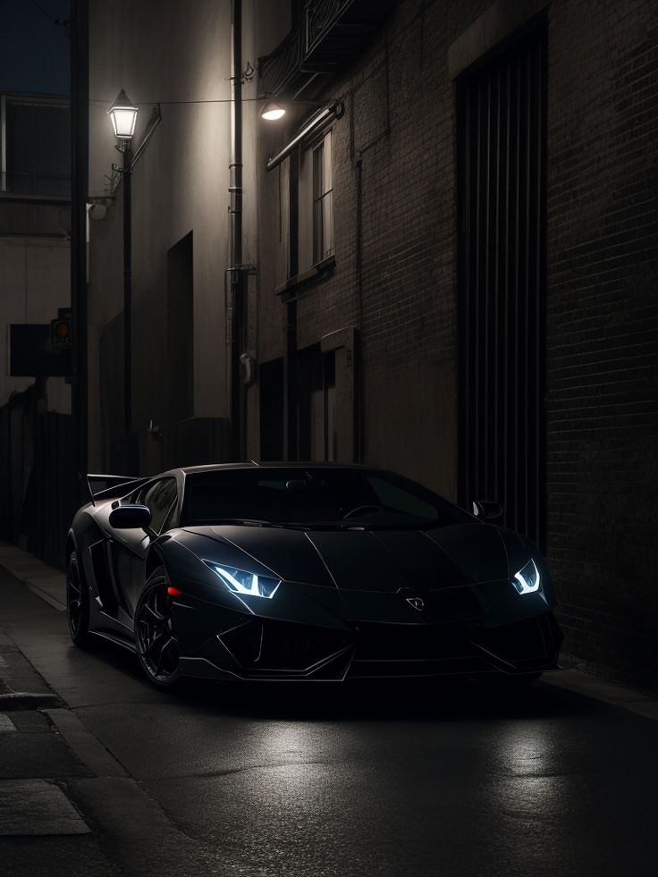 a black sports car parked on the side of a street