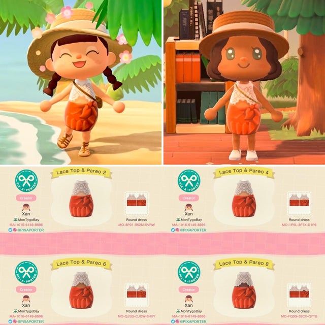 the animal crossing character is wearing orange shorts and a hat, while standing next to a tree