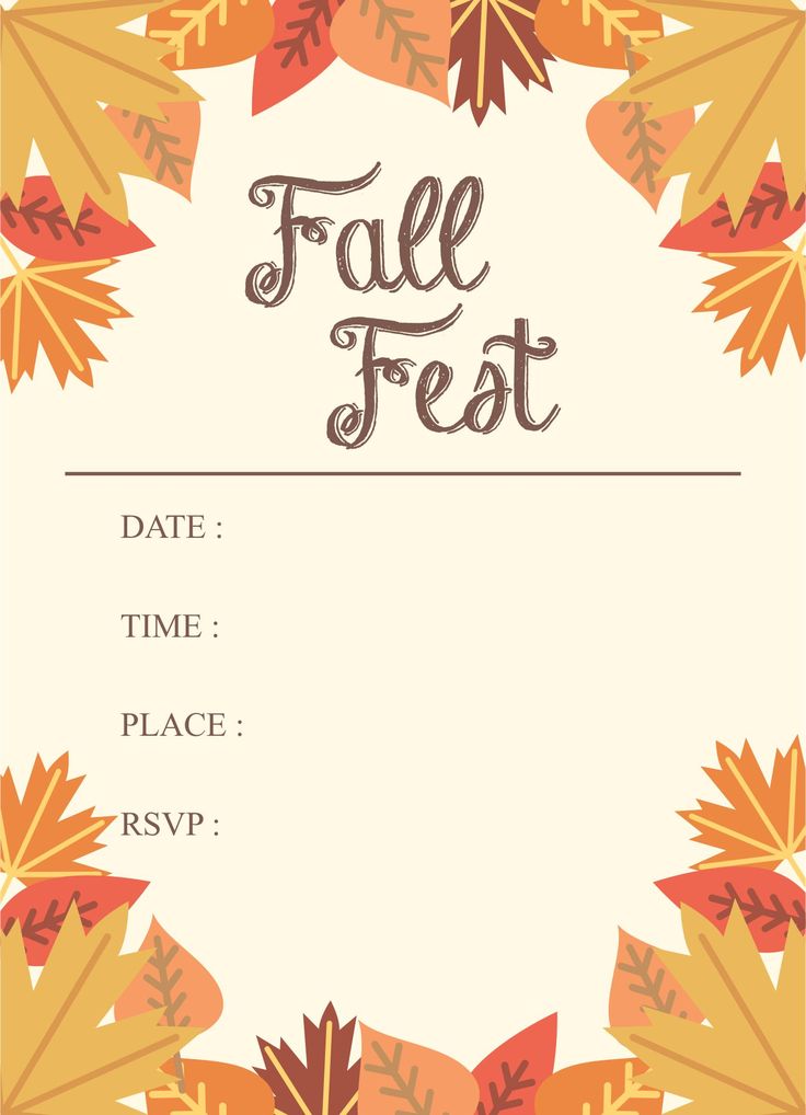 the fall fest flyer is shown with leaves