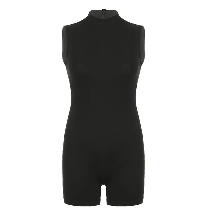 Front Black Turtle Neck Bodysuit Playsuit Pattern, Sports Jumpsuit, College Outfits Women, Summer Playsuit, Casual Joggers, Sleeveless Turtleneck, Women's Sports, High Waisted Trousers, College Outfits