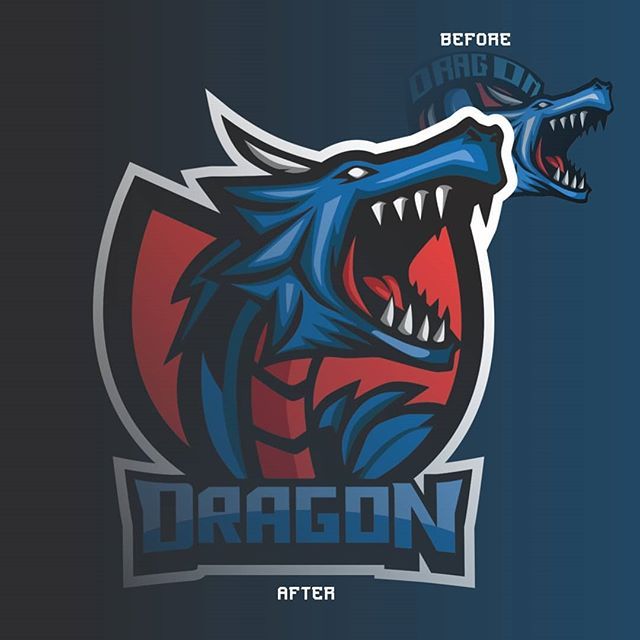 an image of a dragon mascot with the word dragon after it's teeth