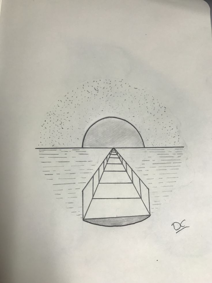 a drawing of a boat floating in the ocean