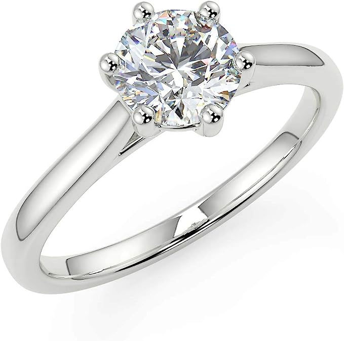 0.50ct White Gold Diamond Ring - Women's Engagement or Wedding Ring with Sparkling Diamond and Grading Report Included - Choose Your Ring Setting for a Personalized Look Vintage Inspired Engagement Rings, Princess Cut Engagement Rings, Ladies Diamond Rings, White Gold Diamond Rings, Halo Engagement Rings, Princess Cut, Sparkle Diamonds, Solitaire Engagement Ring, White Gold Diamonds