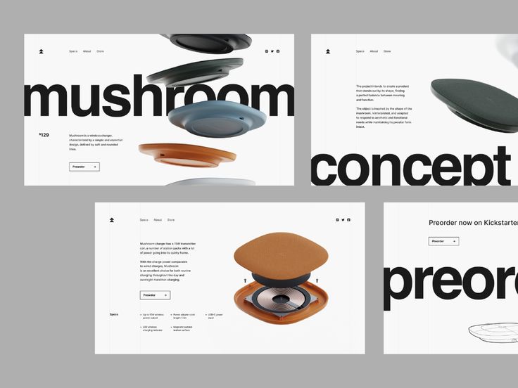 three different brochures with the words museum concept in black and white, including an oval