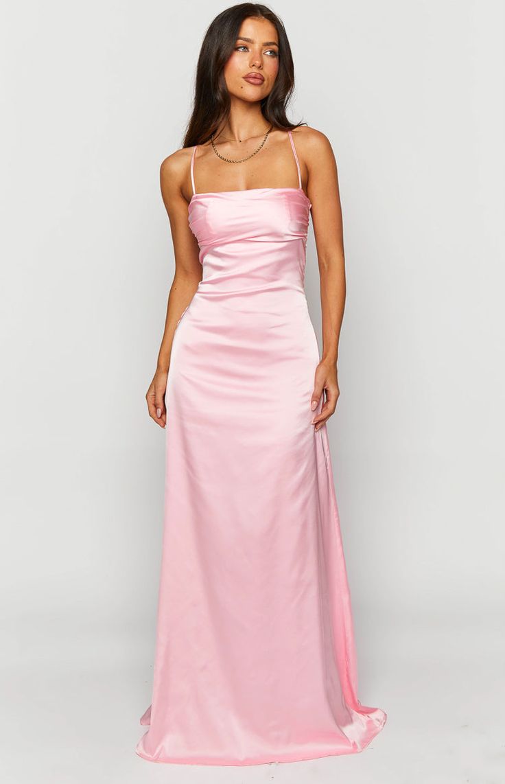 Blaise Pink Satin Maxi Dress – Beginning Boutique US Pink Satin Prom Dress, Jewellery Simple, Baby Pink Satin, Prom Dress Inspo, Delicate Jewellery, Prom Midi Dress, Dress Unique, Looks Party, Semi Formal Dresses