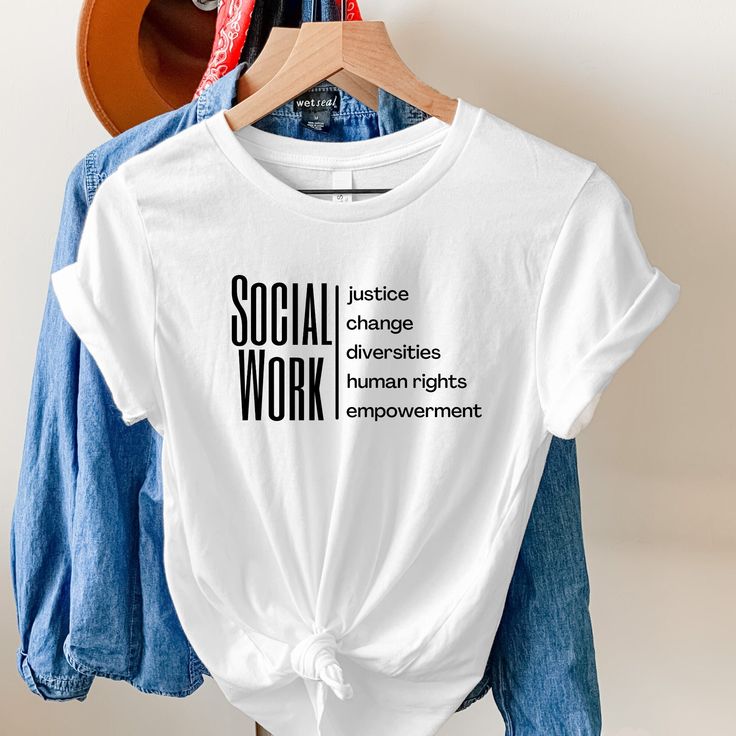 The perfect gift for a social work grad, MSW grad, or school of Social Work Shirt.  Social Work values.  Social Worker shirt, Social Worker Gift. This t-shirt is everything you've dreamed of and more. It feels soft and lightweight, with the right amount of stretch. It's comfortable and flattering. Runs true to size * 100% combed and ring-spun cotton Heather color is a combination of cotton- polyester blend * Pre-shrunk fabric Our products are made and designed with love 💖 Please note 👀 We do o Social Work Tshirt Ideas, Social Work Shirts, Social Worker Shirts, Social Work Values, Christian Entrepreneurship, Social Worker Tshirt, Psychologist Outfit, Social Worker Outfits, Work Values