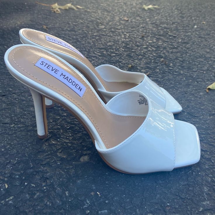 Perfect Bone/Cream Colored Heels So Easy To Walk In Size 7.5 But Can Also Fit A Size 7. Never Worn Brand New Perfect Shoes For A Graduation/Event (These Sold Out Fast During The Busy Season And Had Limited Sizes) Cream Patent Leather Heels With 4-inch Heel, White Patent Leather Heels With 4-inch Heel, Trendy White Patent Leather Heels, Cream Patent Leather Spring Heels, Cream Patent Leather Heels For Spring, White Slip-on Heels With Reinforced Heel, White Patent Leather Heels With Wrapped Heel, Sleek White Heels With Reinforced Heel, Sleek White Round Toe Heels