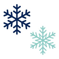 two snowflakes on a white background one is blue and the other is green