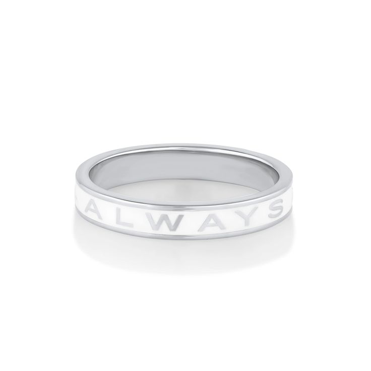 "Always" Gold Memory Ring - White Enamel – Marrow Fine Memory Ring, Ronald Mcdonald House, Unique Bands, Unique Wedding Bands, Gold Ring Stack, Love Each Other, Enamel Ring, Original Jewelry, Gold Enamel