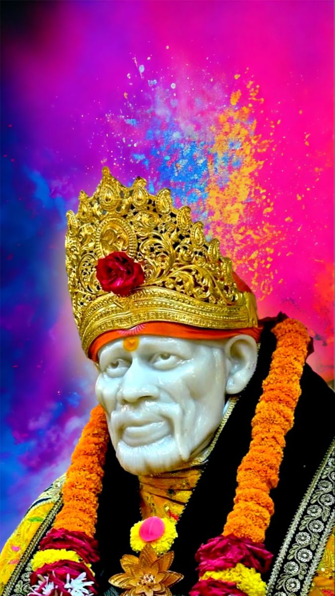 an image of a man wearing a crown and standing in front of a colorful background