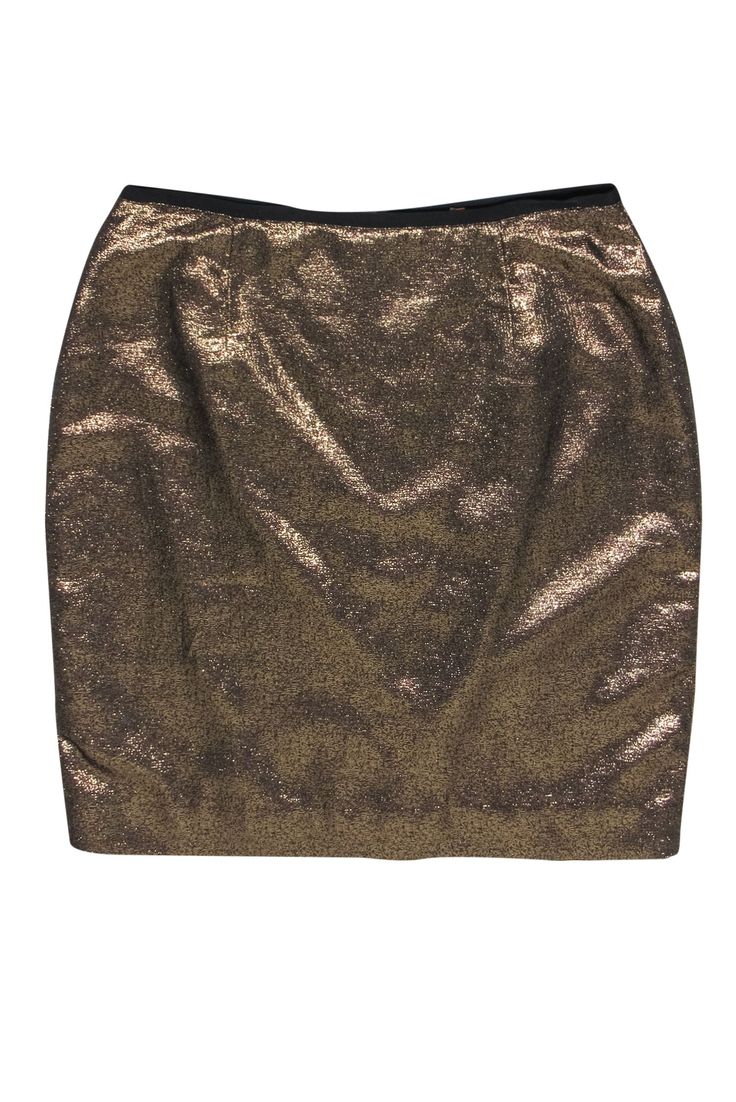 Current Boutique-Tory Burch - Gold Metallic Pencil Skirt Sz 14 French Girl Chic, Metallic Design, Office Holiday Party, Gold Pumps, Chic Shop, Office Holiday, Buy Shoes Online, French Girl, Metal Design